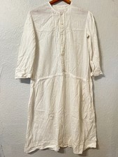 Antique Vtg 1920s 1930s Womens Sz XL White Cotton Nightgown Slip Day Dress picture