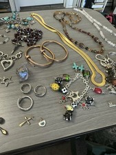 Lot of Mostly Costume Jewelry Necklaces Bracelets, some sterling and real stones picture
