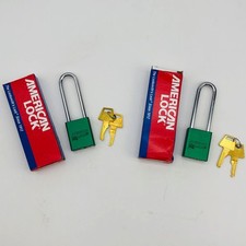 2x American A1107GRNKD Padlock Green Anodized Aluminum 3in SH Keyed Differently picture