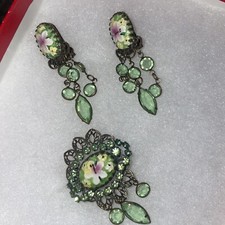 Hobe vintage brooches (signed) and earring set.very Rare 1903-1917 picture