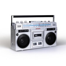 Aiwa BackTrack Jr Boombox Bluetooth Cassette FM/AM Radio USB AUX Silver picture