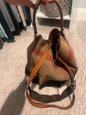 Authentic Burberry Check Canvas Bucket Bag & original dust bag picture