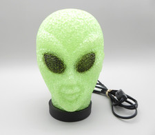 Vintage Spencers Gifts Light Up Alien Head UFO Lamp Y2K Neon Green Nightlight 8” picture