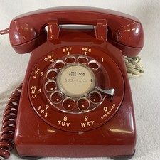 Vintage 1973 Bell System Western Electric Red Rotary Dial Desk Telephone Works picture