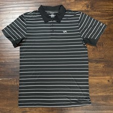 NWT RVCA Men's Robey Performance Short Sleeve Polo Black Striped Men’s M. F4 picture