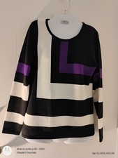 INC International Concepts Ladies' Sweater Black, White & Purple Long Sleeves M picture