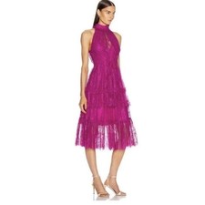 NWT ALEXIS Magdalina Midi Dress Fuchsia Pink M Lace Silk picture
