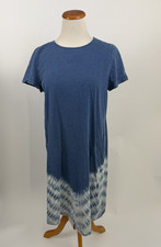 PURE JILL blue indigo cotton Thirt knit shirt dress Women's M picture