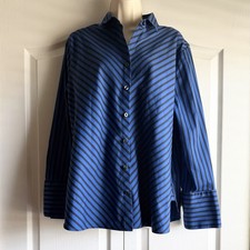 Chico's No Iron Striped Button Up Long Sleeve Shirt 16 Workwear City Casual picture