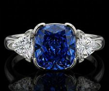 Certified 8.60 Ct Cushion Cut Blue Natural Diamond Ring VVS1 White Gold Finish picture
