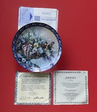 Lena Liu's Basket Bouquets Pansies Collectors Plate by WS George With COA picture