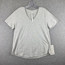 Lululemon Love V-Neck T-Shirt Womens 12 Heather Gray Pima Cotton NWT picture