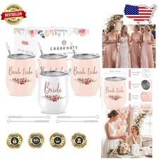 Elegant Bride Tribe Cups 4pk 12oz Insulated Steel Bachelorette Party Favors Gift picture