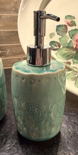 Anthropologie Old Havana Ceramic Soap/Lotion Dispenser Mint/Turquoise Green New picture