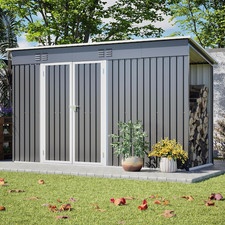 10x4 FT Metal Storage Shed with Lockable Doors for Outdoor Use, Grey picture