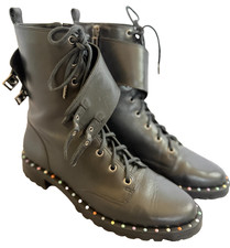 Sophia Webster Riko Biker Boots Black Leather Studded EU 38.5 US 8.5 picture