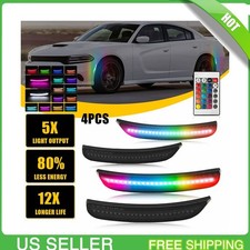 4PCS RGB LED Side Marker Lights Front Rear Lamps Set For Dodge Charger 2015-2023 picture