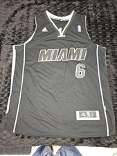 LeBron James Miami Heat #6 Adidas Jersey Mens Sz L Black White Length +2 picture