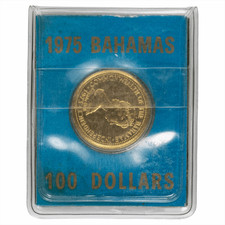 1975 Bahamas Gold $100 0.916 Fine Raw picture