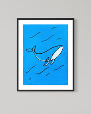 Original Whale 9x12 Canvas Colorful Kids Baby Nursery Fun Wall Art Home Decor picture