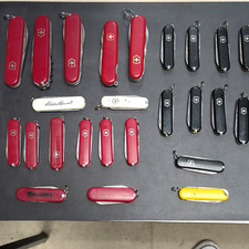 25 Swiss Army Multi-Tool Pocket Knife Lot Straight Edge Red/Black picture