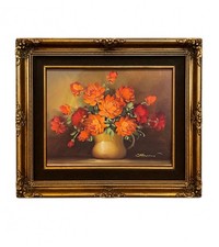 Beautiful Vintage Mid-Century Floral Oil Painting – Signed 