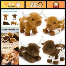 4 PCS Realistic Longhorn Cow Plush Set - 12