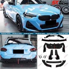 Front Rear Lip Side Skirts Kits Fits BMW 2 Series G42 M240i 22+ ABS Glossy Black picture