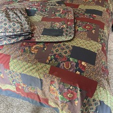 Vtg Sheridan Australia Twin Size Duvet Bed Skirt 2 King Shams Faux Patchwork Set picture