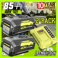 2X Battery & Charger For Ryobi 40V With LED Lithium-Ion 40-Volt OP406VNM OP40602 picture