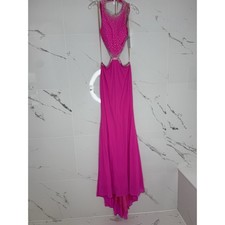 NWT Jovani 20011A Hot Pink Prom Dress 2 Gown Rhinestones Open Back Cut Outs New picture