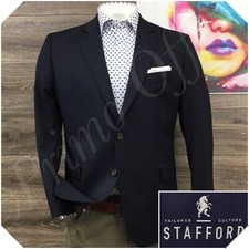 STAFFORD Mens Blazer Sport Coat Casual Jacket Size 42S Classic Navy Wool Suit picture