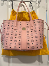 MCM Liz Visetos Monogram Pink Tote Bag w/ Dust Bag, Gold Hardware, Medium picture