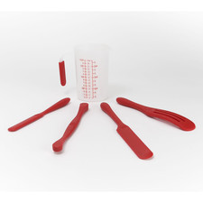 Mad Hungry 5 Pc Silicone Spurtle Baking Prep Set w/ Measuring Cup Red New in Box picture