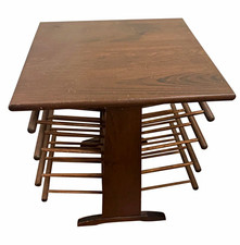 MCM Spindle Magazine Rack Side Table Vintage Mid Century Record Holder Wood picture