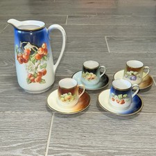 Antique Three Crown China Germany Berry Pitcher & Demitasse 9 Pc Set 1909-1916 picture