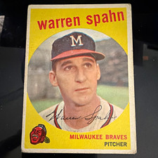 Topps 1959 Warren Spahn #40 Milwaukee Braves MLB Baseball Born 1931 Var picture