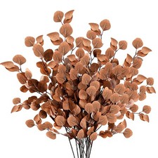 6 Pcs Fall Eucalyptus Stems - Fake Silk Silver Dollar Leaves for Autumn Decor picture
