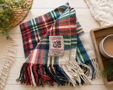 Vintage Curvon Victoria #1 Wool Plaid Fringed Throw Blanket 39” X36” picture