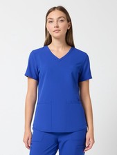 Scrubstar Women's Core Essentials V-Neck Scrub Top M Electric Blue NWT picture
