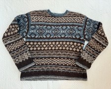Hand Knit Fair Isle Wool Blend Sweater Women’s M Nordic Icelandic Style picture