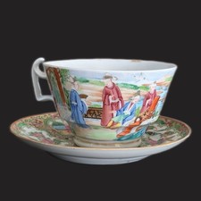 Chinese antique rose mandarin teacup and saucer, Late Qing #2970 and #2971 picture