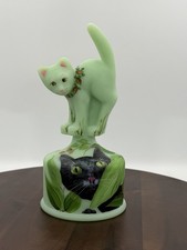 FENTON ART GLASS GIFT SHOP OOAK SCAREDY CAT ON FOUNTAIN 7