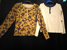 L.L. Bean Signature Lot of 2 Women’s Size S Long Sleeve Henley Camo Tops picture