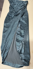 ELLIATT Cassini Dress Women’s L Cadet Blue Satin One Shoulder Ruched NWT picture