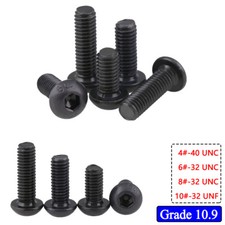 4#-10# UNC UNF Hexagon Socket Button Head Screws Bolts Grade 10.9 Steel DIN 7380 picture