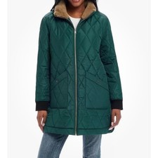 NWT Weatherproof Vintage Quilted Sherpa Lined Barn Jacket Green Women Long Large picture
