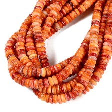 Natural Spiny Oyster Smooth Rondelle Beads Size 4x6mm 5x8mm 3x10mm 15.5'' Strand picture