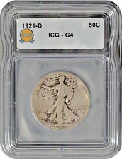 1921 D Walking Liberty Half Dollar 50C ICG G4 Good (Light Rim Damage) picture