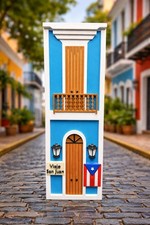 Miniature Casita Calle Luna Old San Juan Puerto Rico House Wall Decor Art Blue picture